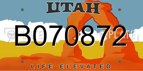 B070872 Utah License Plate