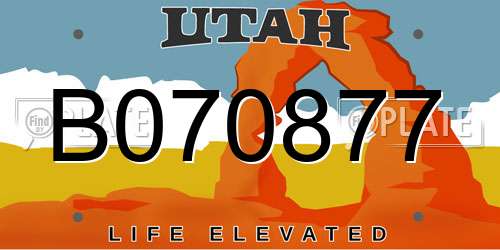 B070877 Utah License Plate