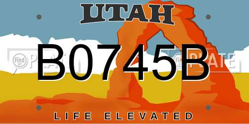B0745B Utah License Plate
