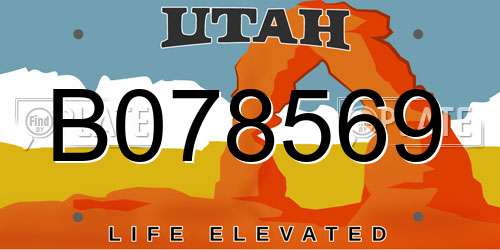 B078569 Utah License Plate