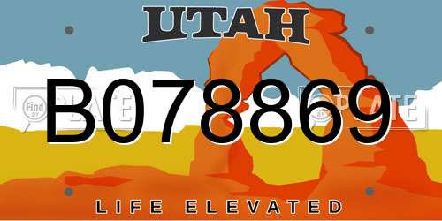 B078869 Utah License Plate