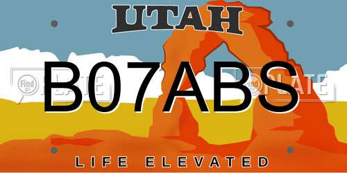 B07ABS Utah License Plate