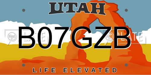 B07GZB Utah License Plate