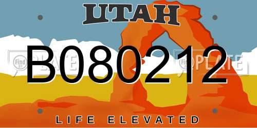 B080212 Utah License Plate