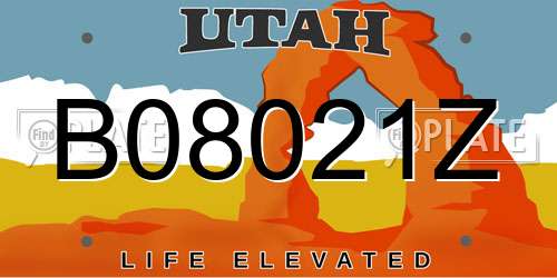 B08021Z Utah License Plate