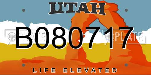 B080717 Utah License Plate
