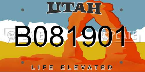 B081901 Utah License Plate