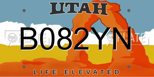 B082YN Utah License Plate
