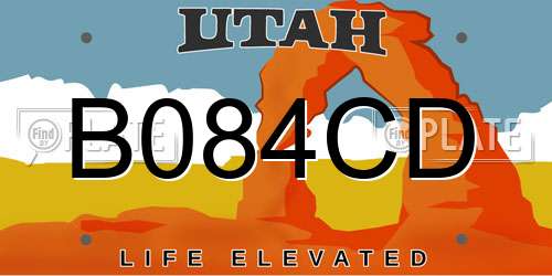 B084CD Utah License Plate
