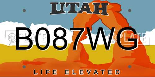 B087WG Utah License Plate