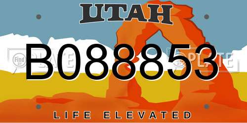 B088853 Utah License Plate