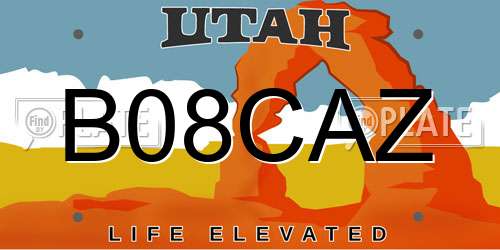 B08CAZ Utah License Plate
