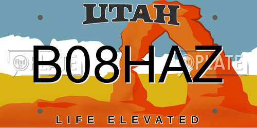 B08HAZ Utah License Plate