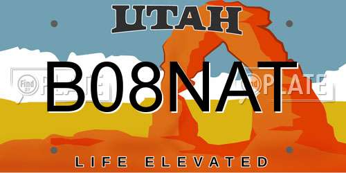 B08NAT Utah License Plate