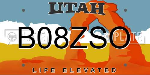 B08ZSO Utah License Plate