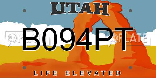 B094PT Utah License Plate