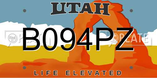 B094PZ Utah License Plate
