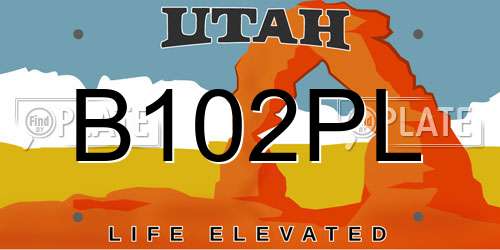B102PL Utah License Plate