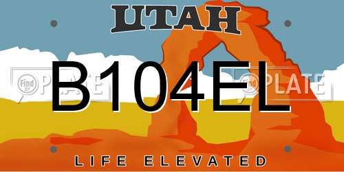 B104EL Utah License Plate