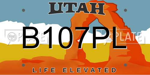 B107PL Utah License Plate