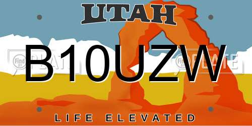 B10UZW Utah License Plate