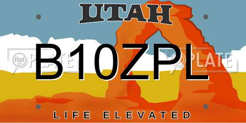 B10ZPL Utah License Plate