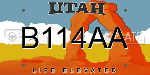 B114AA Utah License Plate