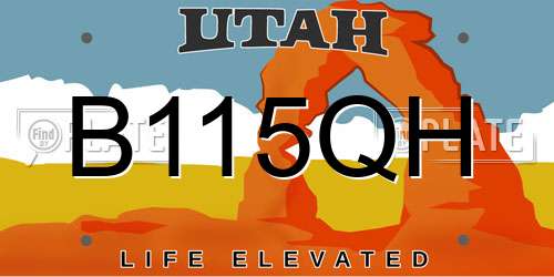 B115QH Utah License Plate
