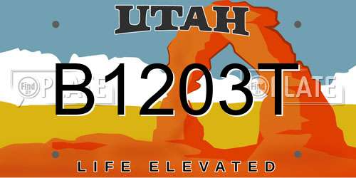 B1203T Utah License Plate