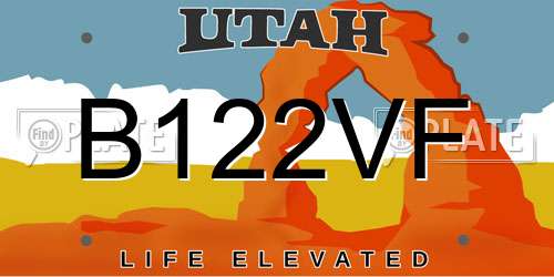B122VF Utah License Plate