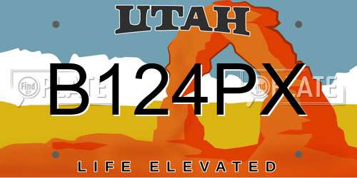 B124PX Utah License Plate