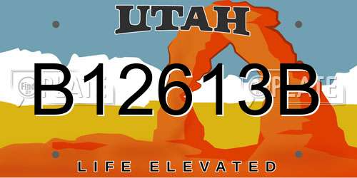 B12613B Utah License Plate