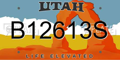 B12613S Utah License Plate