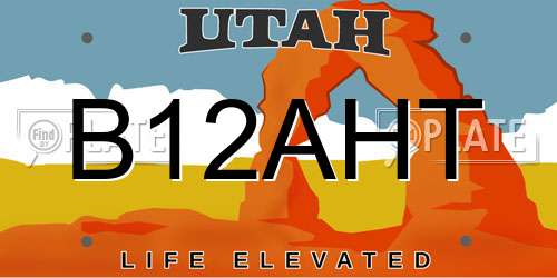 B12AHT Utah License Plate
