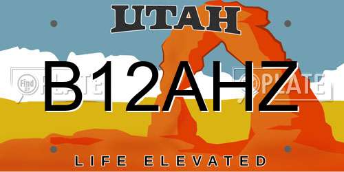 B12AHZ Utah License Plate