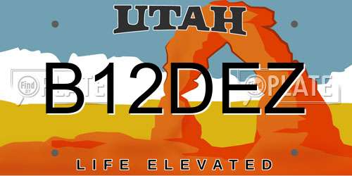 B12DEZ Utah License Plate