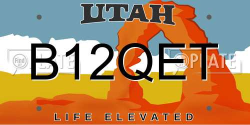 B12QET Utah License Plate
