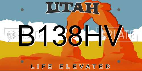 B138HV Utah License Plate