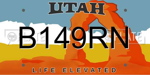 B149RN Utah License Plate