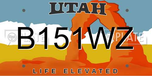 B151WZ Utah License Plate