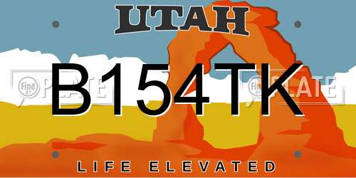 B154TK Utah License Plate