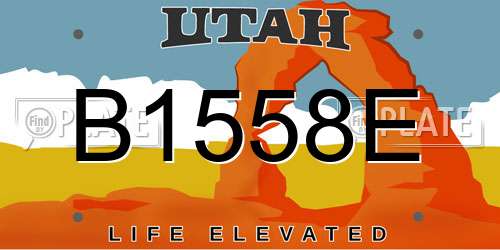 B1558E Utah License Plate