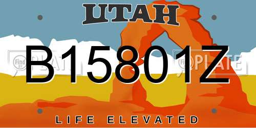 B15801Z Utah License Plate