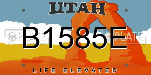 B1585E Utah License Plate