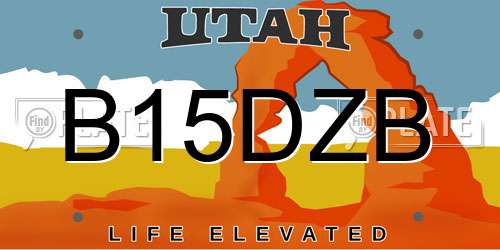B15DZB Utah License Plate