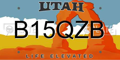 B15QZB Utah License Plate