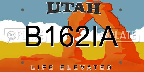 B162IA Utah License Plate