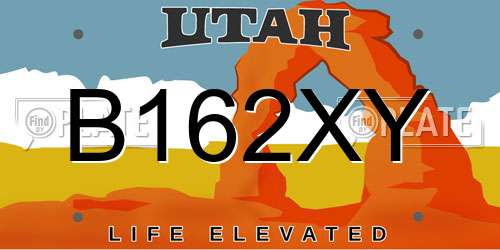 B162XY Utah License Plate