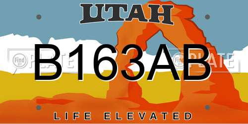 B163AB Utah License Plate