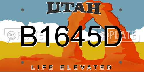 B1645D Utah License Plate